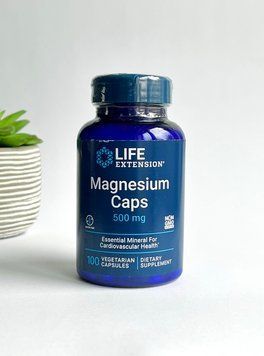 Магній 3-в-1, 500 мг на порцію, здоров'я серцево-судинної системи, Magnesium Caps 500 mg, Life Extension, 100 капсул 737870145912 фото