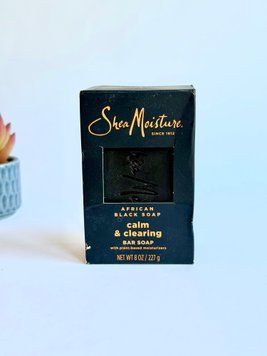 Оригінальна упаковка Мило чорне африканське при екземі і псоріазі, Bar Soap for Troubled Skin African Black Soap Cleanser with Shea Butter, SheaMoisture, США, 227 грам з аптек США | Vitasence