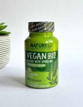 Веганський В12 з органічної чистої спіруліни, Vegan B12 with Organic Spirulina, NATURELO, США, 90 капсул 628110628480 фото