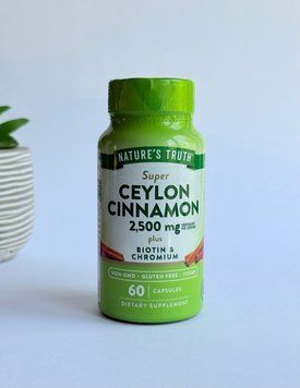Супер сила Цейлонський цинамон 2500 мг, + біотин і хром, Super Ceylon Cinnamon 2500 mg, Nature`s Truth, США, 60 капсул 840093101174 фото