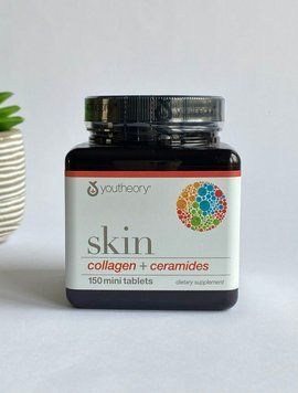 Колаген з керамідами, від зморшок, для красивої шкіри, Skin, Collagen + ceramides, Youtheory, США, 150 міні-таблеток 850502007867 фото