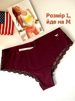Труси темно бордо кружево Lace Back Cheekster Luscious Plum (2SQ), розмір L, Victoria`s Secret, США 2230000001884 фото