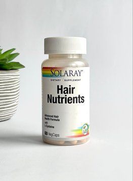 Комплекс для відновлення волосся, вдосконалена формула з L-цистеїном, Hair Nutrients, Solaray, США, 60 капсул 076280047905 фото