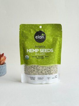 Оригінальна упаковка Органічне насіння коноплі Омега-6, Organic Hemp Seeds Hulled, Elan, Канада, 165 грам з аптек США | Vitasence