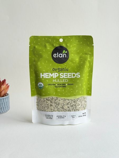 Оригінальна упаковка Органічне насіння коноплі Омега-6, Organic Hemp Seeds Hulled, Elan, Канада, 165 грамів з аптек США | Vitasence