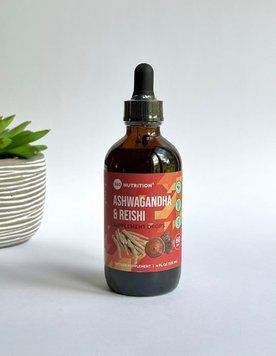 Ашваганда і Рейші в краплях: адаптоген, антистрес, імунітет, liquid Ashwagandha & Reishi, 360 Nutrition, США, 120 мл банка 840215400321 фото
